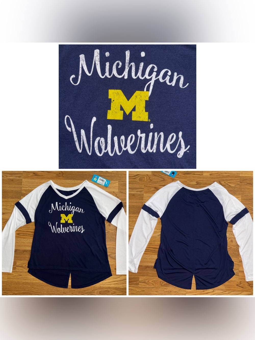 Michigan Wolverines Long Sleeve Lightweight Graphic Shirt Juniors Large 11/13